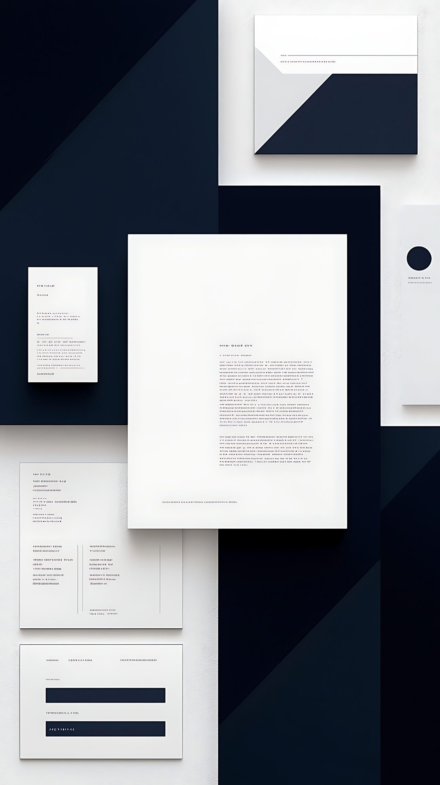 a collection of business cards and letterheads with a blue and white background
